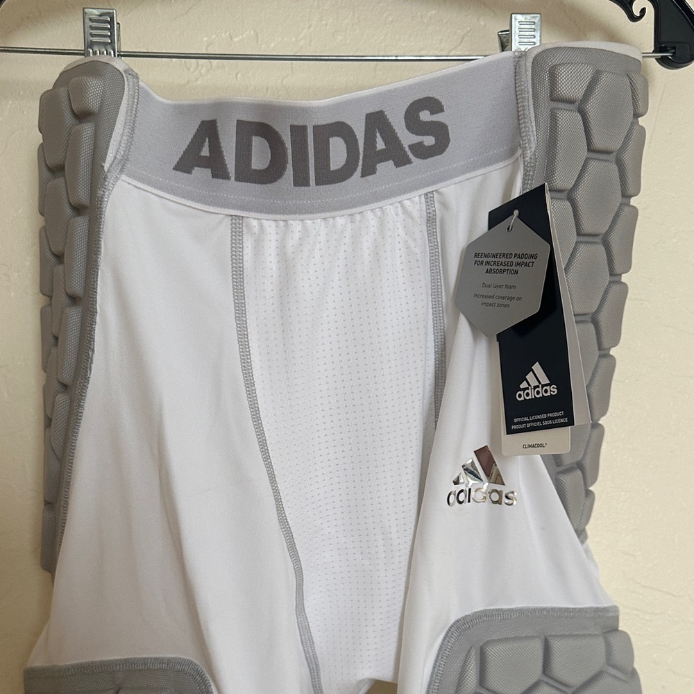 Adidas Men's White and Gray Padded Compression Pants - Picture 2 of 4